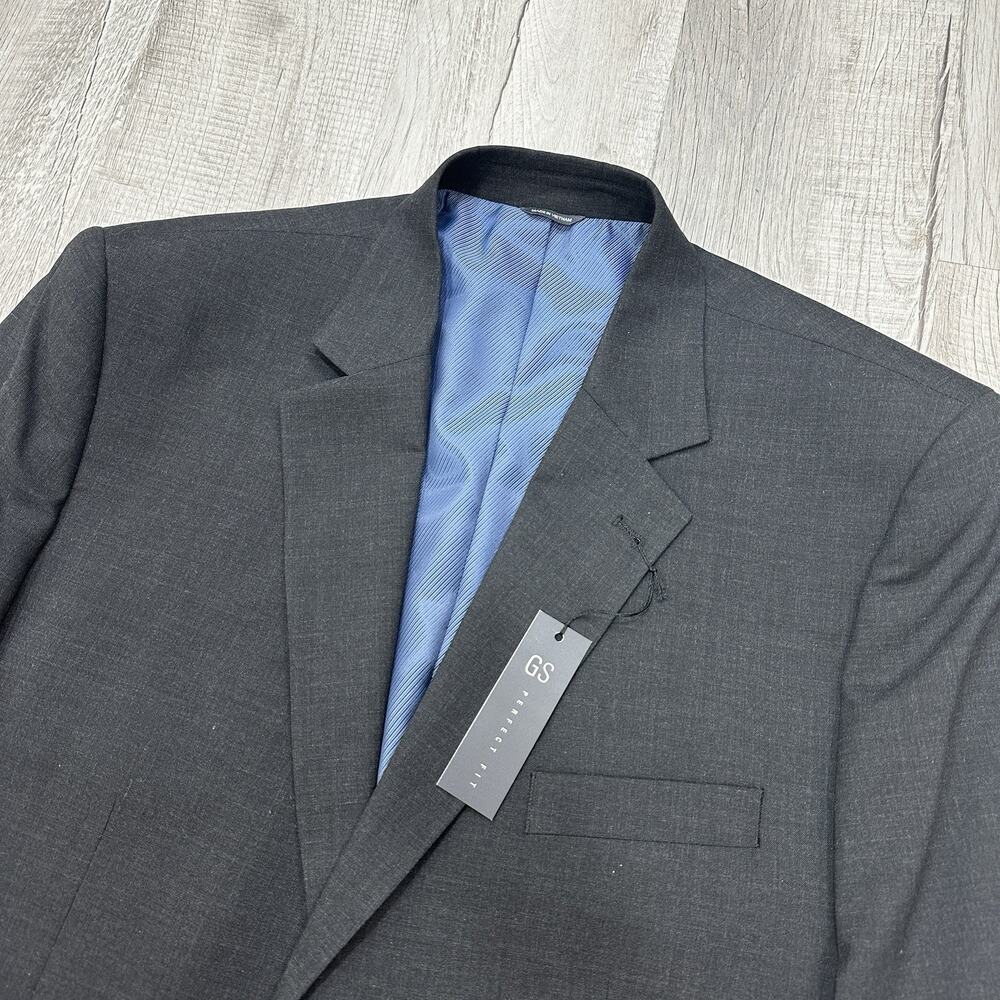 NWT GS Perfect Fit 50PR Gray Stretch Wool Big & Tall Blazer Suit Jacket $188